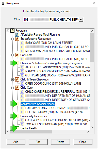 Programs screen showing Clinic-level referrals in HuBERT