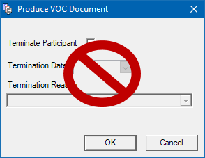 Produce VOC Document screen