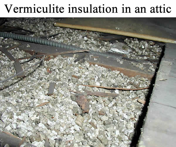 Vermiculite insulation in an attic.