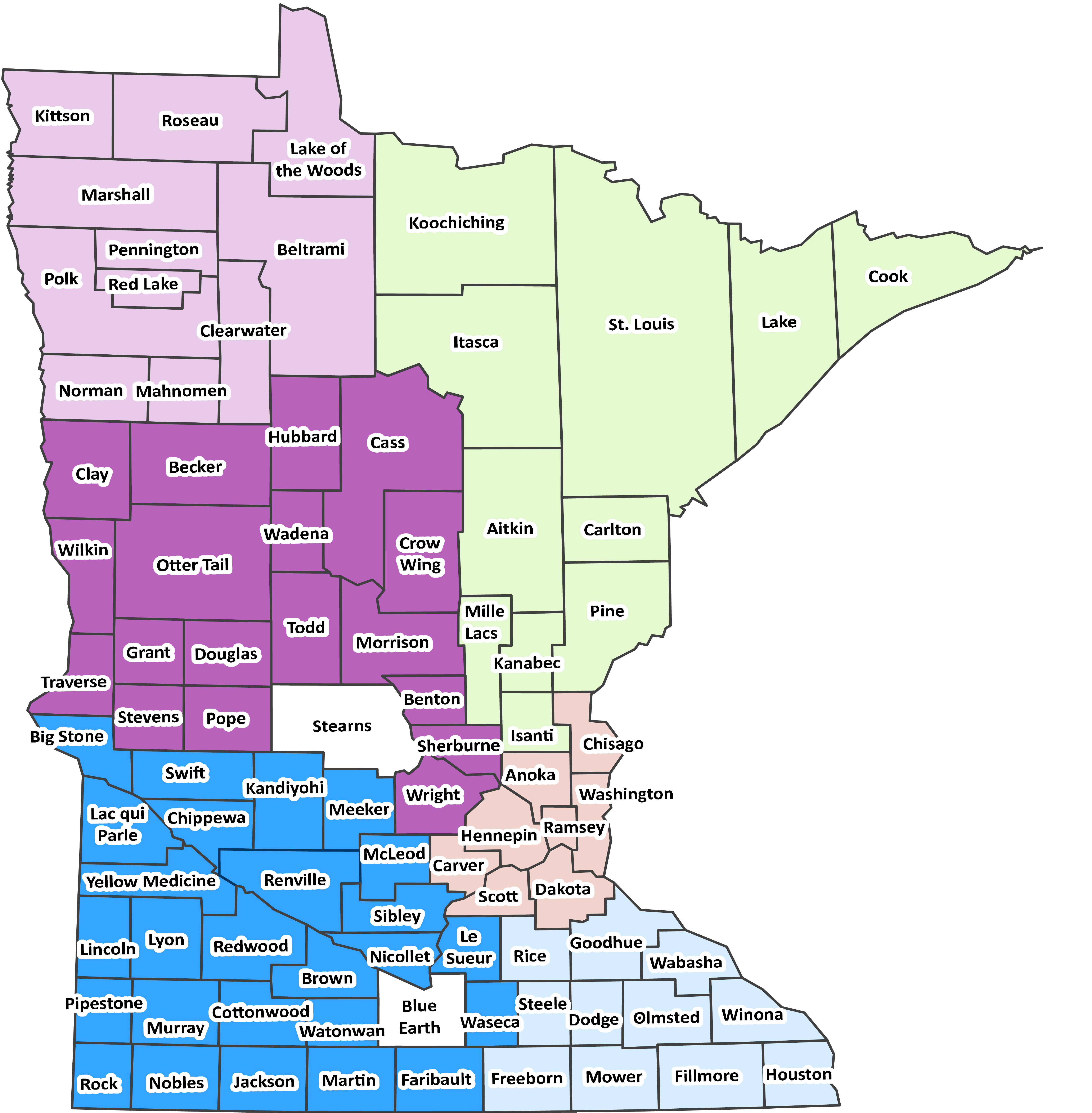 Minnesota map listing FAP County Contacts